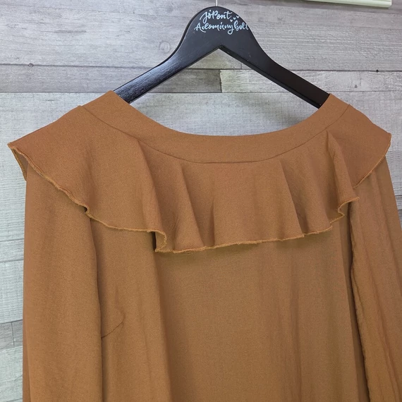 Blue Nature női fodros nyakú barna ruha, L