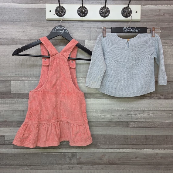 F&F, Zara kislány kord ruha és kötött pulóver szett, 3-5 év