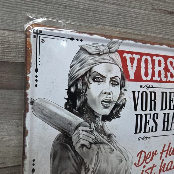 Fém tábla humoros német nyelvű felirattal