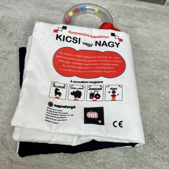 Kontrasztos babakönyv: Kicsi vagy nagy, csörgő-zörgő babajáték