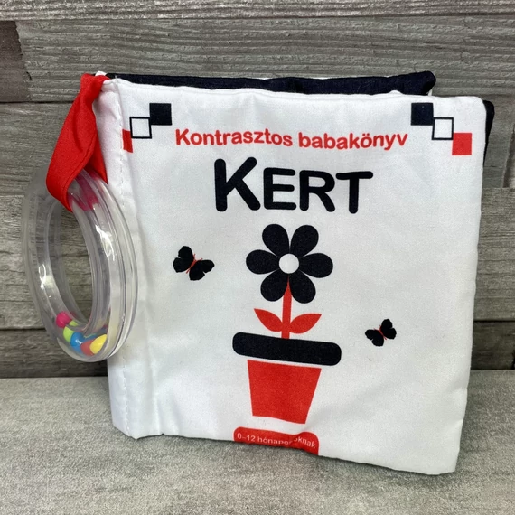 Kontrasztos babakönyv: Kert, csörgő-zörgő babajáték