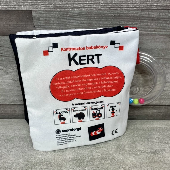 Kontrasztos babakönyv: Kert, csörgő-zörgő babajáték