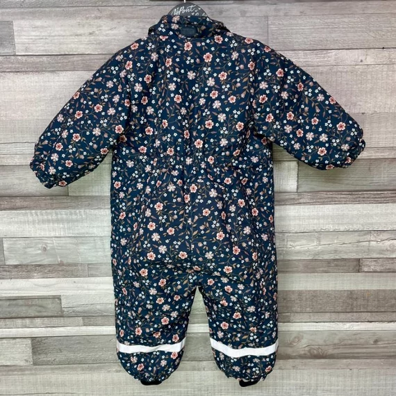 H&M sötétkék virágos gyerek overál 80