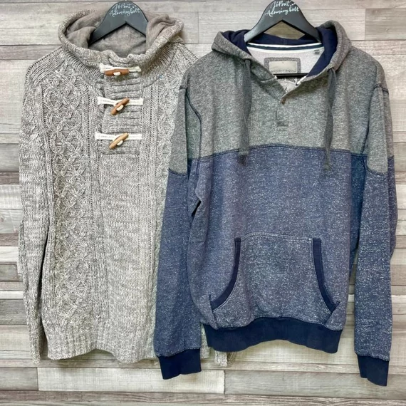 Angelo Litrico kék-szürke pulóver, Redwolf kötött pulóver szett L