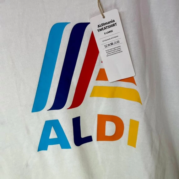 ALDImania Sweatshirt Limited Edition fehér pulóver színes mintával XL