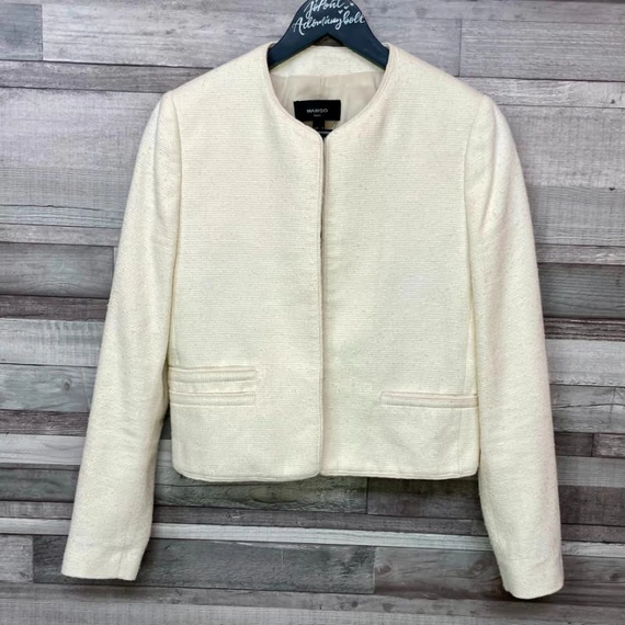 Mango Suit törtfehér/krémszínű rövid blézer M