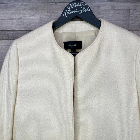 Mango Suit törtfehér/krémszínű rövid blézer M