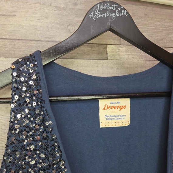 Devergo kék flitteres női mellény, S