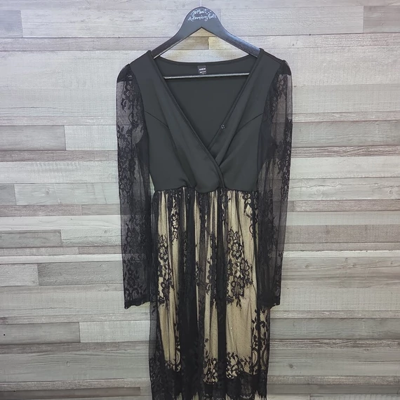 Shein fekete csipkés női ruha, S