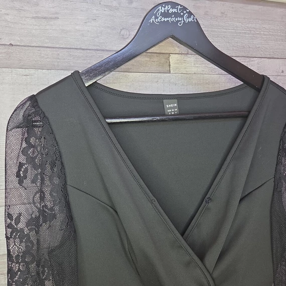 Shein fekete csipkés női ruha, S