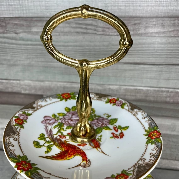 MZ csehszlovák porcelán emeletes kínáló tál