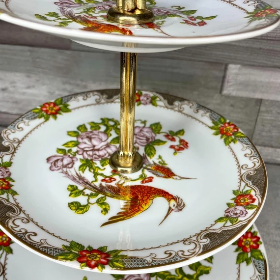 MZ csehszlovák porcelán emeletes kínáló tál