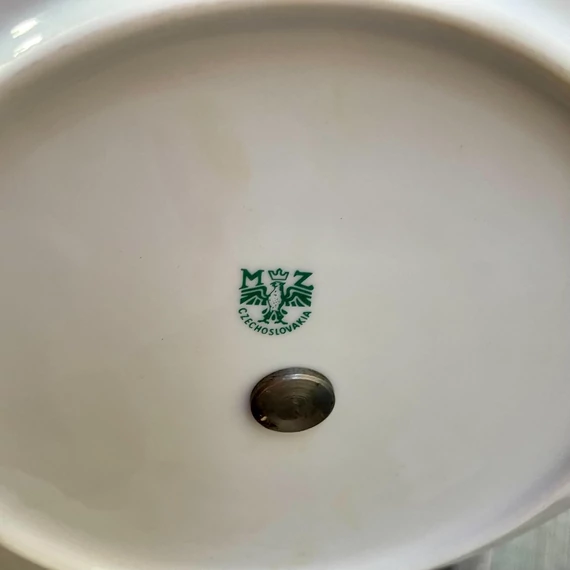 MZ csehszlovák porcelán emeletes kínáló tál