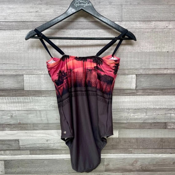 Lisca pink-szürke pálmamintás push-up fürdőruha 38/B