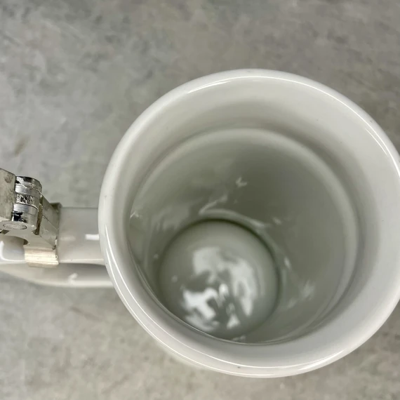 Bad Huffe in Steiermark Graz osztrák vadász mintás ónfedeles porcelán söröskorsó