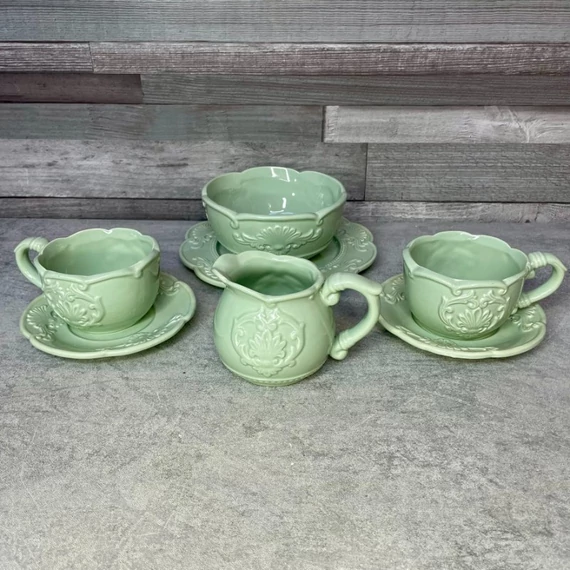 In Art Fine Porcelain menta színű teás/kávés szett 2 személynek