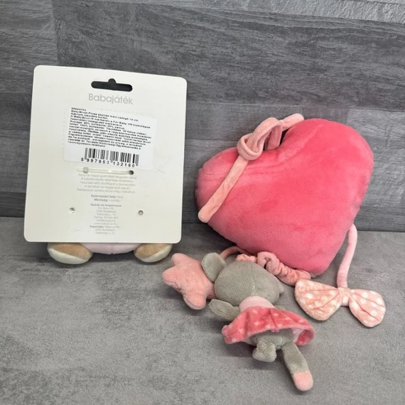 Disney Baby Minnie Mouse egér rózsaszín zenélő játék, mackós csörgő babajáték szett