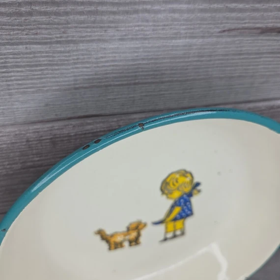 Retro zománcozott gyerekmintás tál
