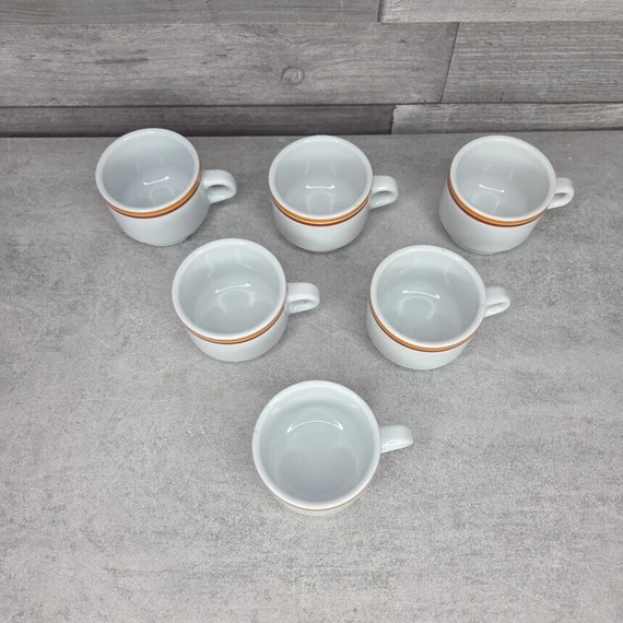 Alföldi porcelán barna-narancs csíkos kávéscsésze szett