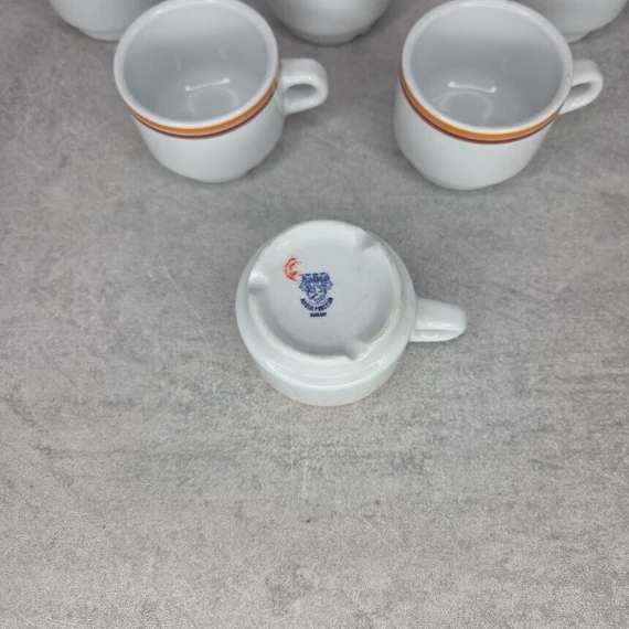Alföldi porcelán barna-narancs csíkos kávéscsésze szett