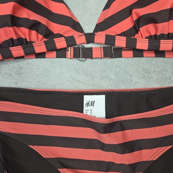 H&M rózsaszín-sötétbarna csíkos női bikini, M