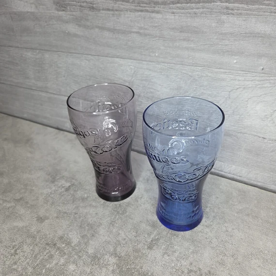 Coca-Cola lila-kék üvegpohár szett
