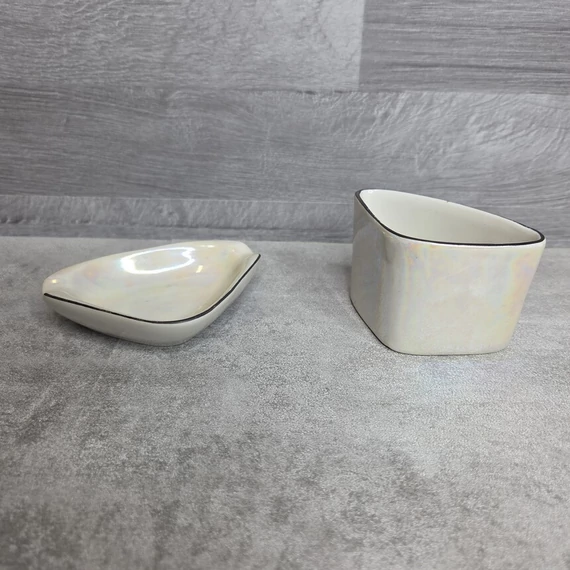 Hollóházi porcelán lüsztermázas asztali dohányzó szett