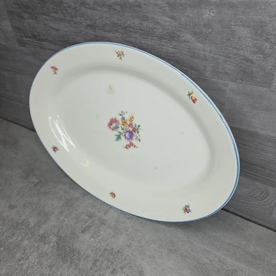 Gránit porcelán nagyméretű virágmintás ovális kínáló