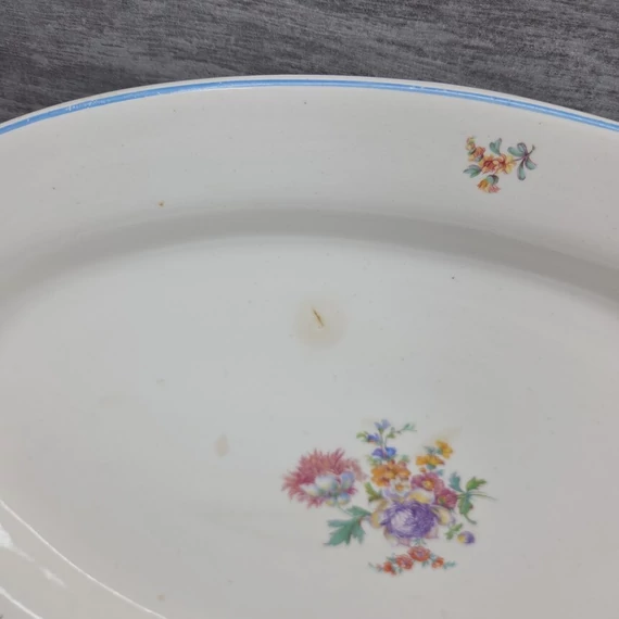 Gránit porcelán nagyméretű virágmintás ovális kínáló