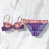 Kép 1/3 - Lisca lila-korall virágmintás push-up bikini 38/B