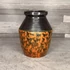 Kép 1/3 - Narancs mintás iparművész kerámia váza fekete peremmel