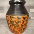 Kép 3/3 - Narancs mintás iparművész kerámia váza fekete peremmel