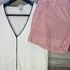 Zara piros-fehér csíkos rövidnadrág, H&M fehér blúz szett 40