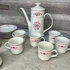 Alföldi porcelán rózsaszín virágos szívecskés kávés szett