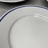 Zsolnay Pécs fehér kék csíkos porcelán tányér szett
