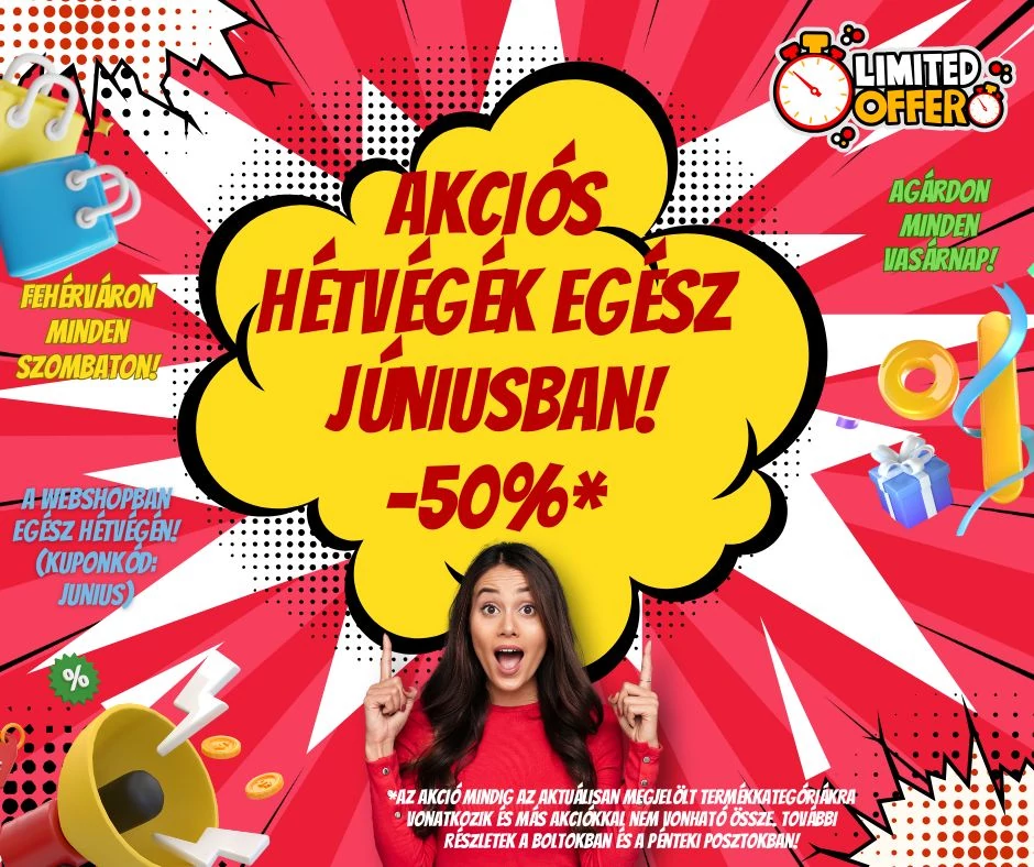 Minden júniusi hétvégén -50% akció